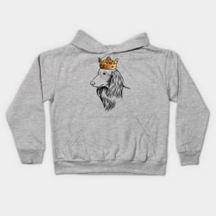 Longhaired Dachshund Dog King Queen Wearing Crown Kids Hoodie